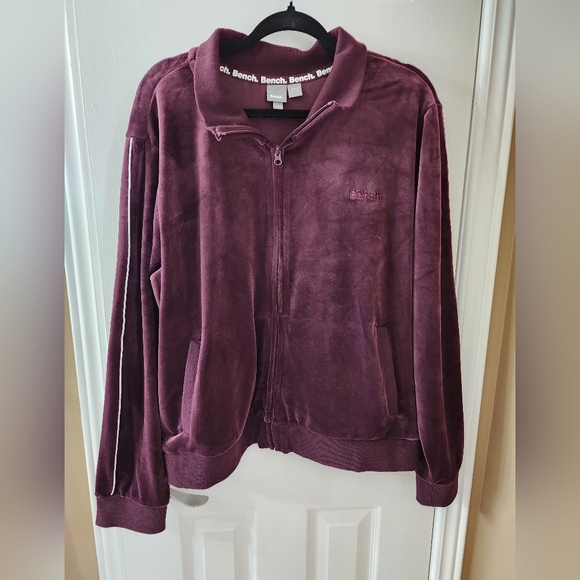 Bench Eggplant Velour Zip-Up Sweater - Picture 1 of 2
